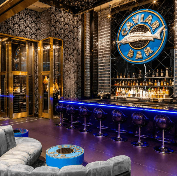 inside of Aqua Seafood & Caviar Restaurant